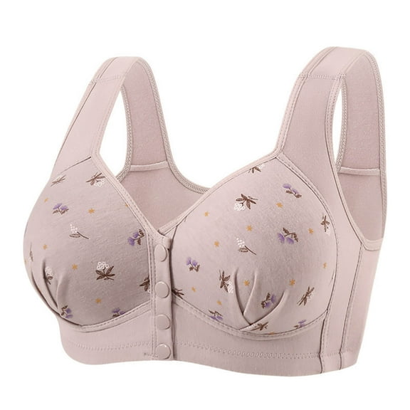 Xucatan Front Closure Daisy Bra for Women Plus Size Wireless Full Coverage Bra No Underwire Plus Size Bra Padded Support Bralette No Wire Comfort Underwear Gift