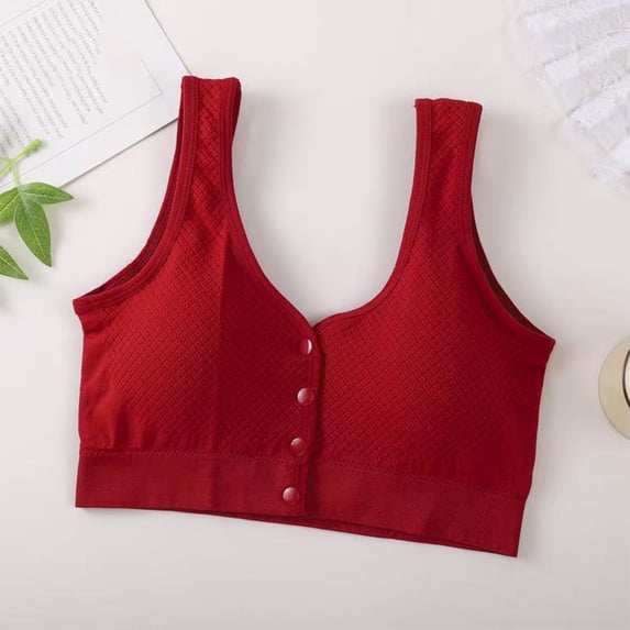 Xucatan Full Coverage Sports Bra for Women, Front Button Wirefree Wide Strap Bra for Plus Size, Breathable Seamless Racerback, Lightly Lined Minimizer Gift