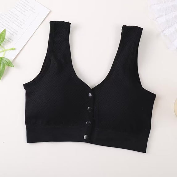 Xucatan Full Coverage Sports Bra for Women, Front Button Wirefree Wide Strap Bra for Plus Size, Breathable Seamless Racerback, Lightly Lined Minimizer Gift