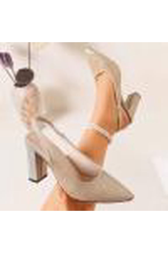 Glitter Slingback Heels for Women, Rhinestone Embellished Block Heel Pumps, Elegant Pointed Toe Evening Shoes, Formal Party Footwear for Holiday Events Gift