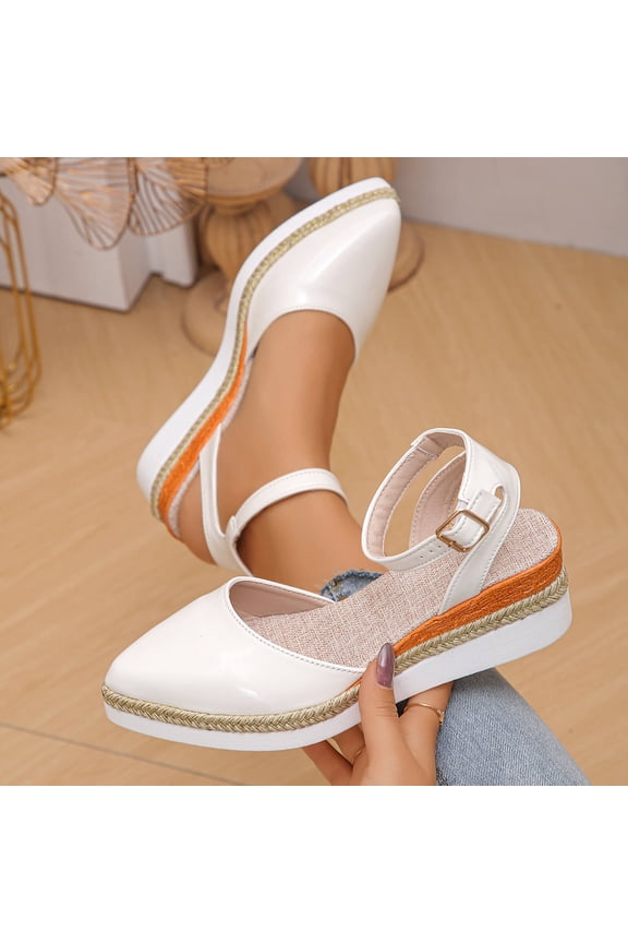 Glossy Closed Toe Beach Sandals for Women, Low Heel Casual Slingbacks, Versatile Spring Outdoor Walking Shoes Gift