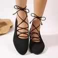 thumbnail image 1 of Xucatan Lace Up Square Toe Ballet Flats for Women Cross Strap Flat Shoe Cute Bow Slip On Mary Jane Flats Casual Ballerina Shoes Gift, 1 of 8