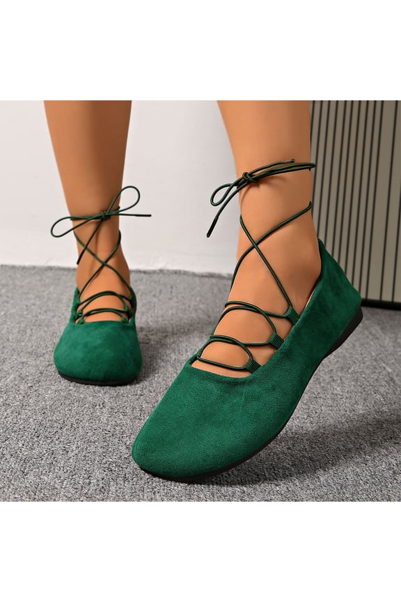 Lace Up Square Toe Ballet Flats for Women Cross Strap Flat Shoe Cute Bow Slip On Mary Jane Flats Casual Ballerina Shoes Gift