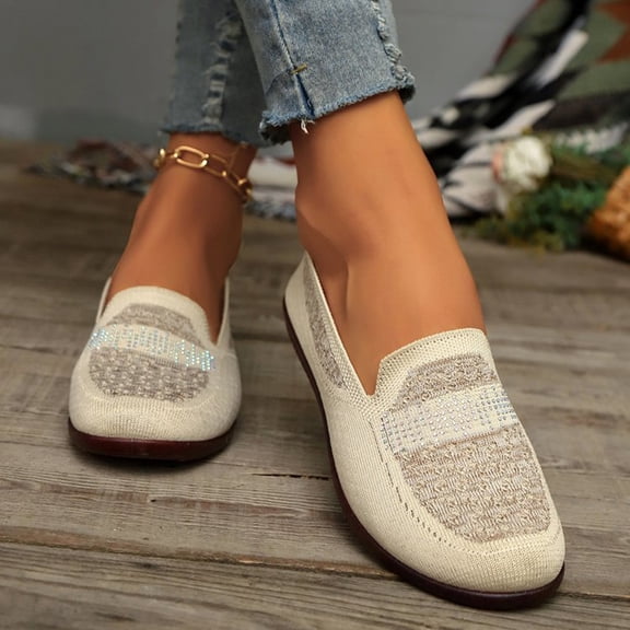 Xucatan Loafers for Women, Womens Flats Comfortable Penny Loafers,Casual Dressy Shoes, Breathable Knit Business Office Work Walking Flat Penny Shoes for Walking, Driving, Dressy Gift