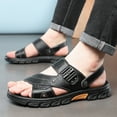 thumbnail image 1 of Xucatan Men'S Pu Leather Flat Sandals With Adjustable Dual-Use Ankle Straps Comfortable Breathable Open-Toe Slip-On Sandals, Soft Casual Sliding Slippers Hiking Sandals Open Toe for Work Driving Gift, 1 of 7