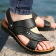 thumbnail image 1 of Xucatan Men'S Pu Leather Flat Sandals With Adjustable Dual-Use Ankle Straps Comfortable Breathable Open-Toe Slip-On Sandals, Soft Casual Sliding Slippers Hiking Sandals Open Toe for Work Driving Gift, 1 of 4