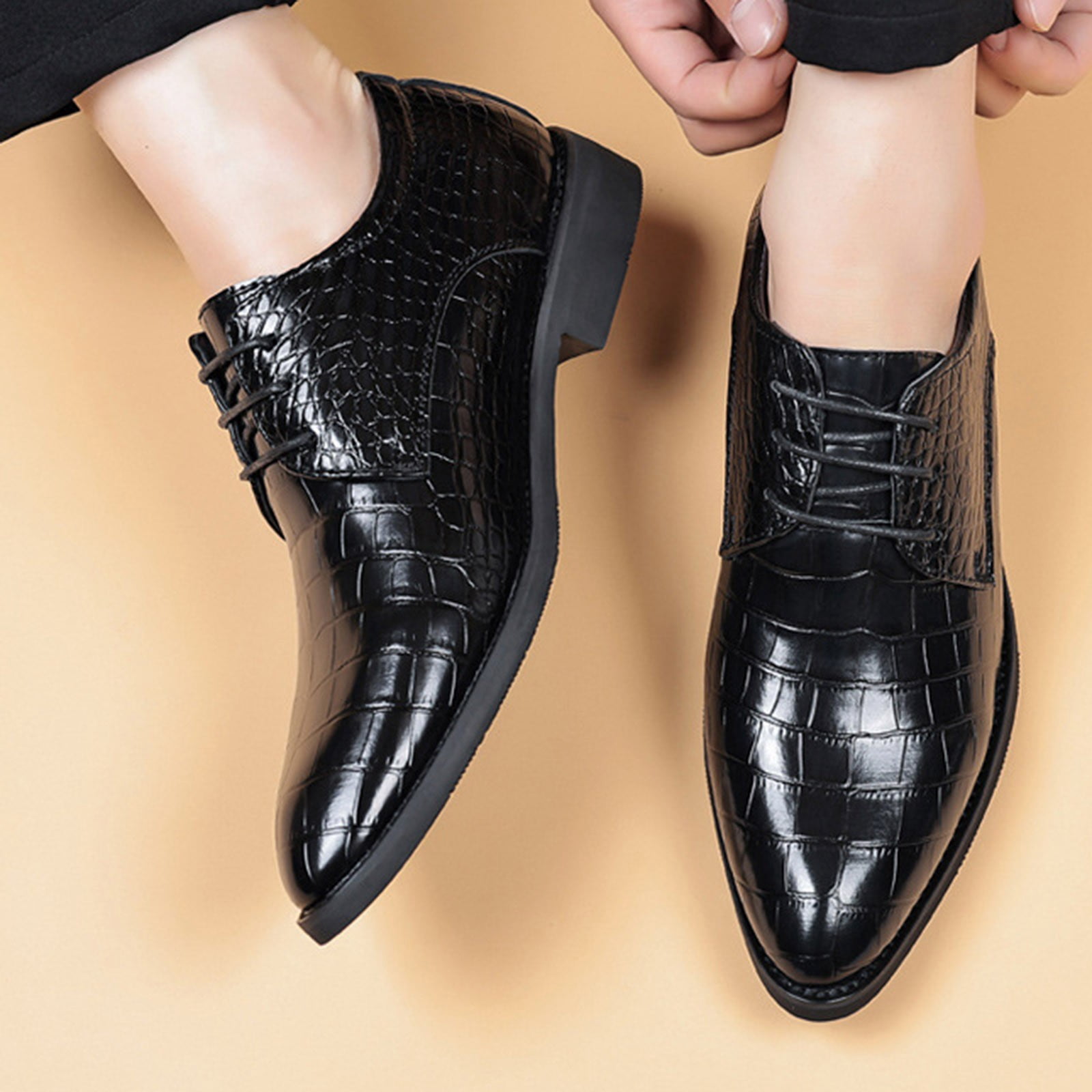 blue dress for baby girl Men's Black Belly Alligator Dress Shoes main image 1