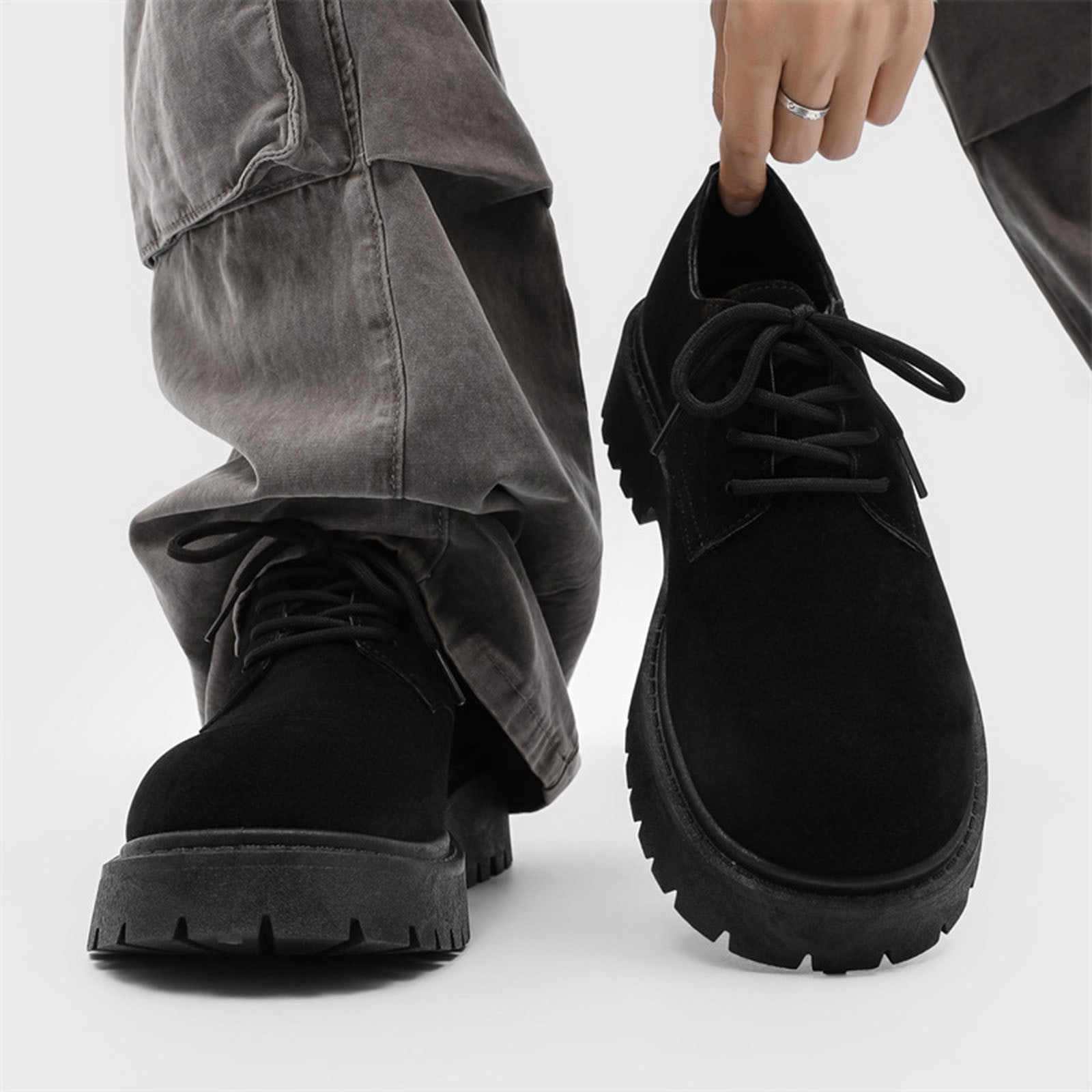 【LAD MUSICIAN】[19AW] ROUND TOE SHOES Xucatan Men's Classic Leather Round Lace Up Platform Round Toe
