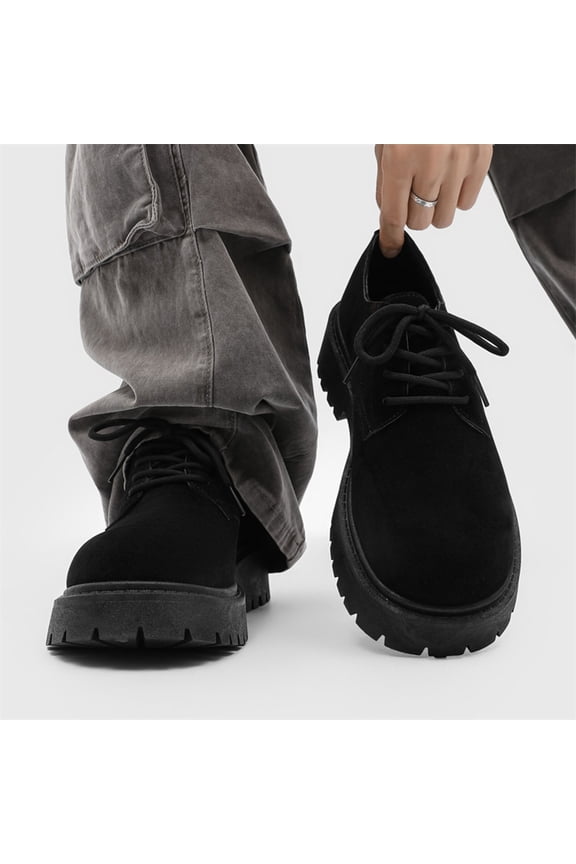 Men's Classic Leather Round Lace Up Platform Round Toe Oxford Shoes Round Toe Classic Round Toe Log Sole Chunky Loafers Vintage Formal Business Wedding Derby Shoes Gift