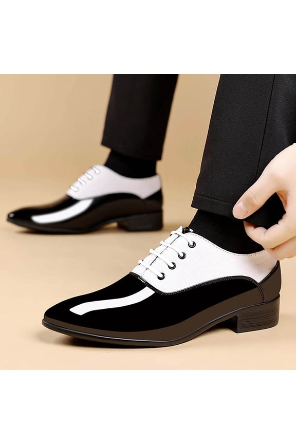 Men's Dress Shoes Business Oxfords Patent Leather Dress Shoes Classic Loafers Formal Pointed Lace Up Business Tuxedo Shoes Gift