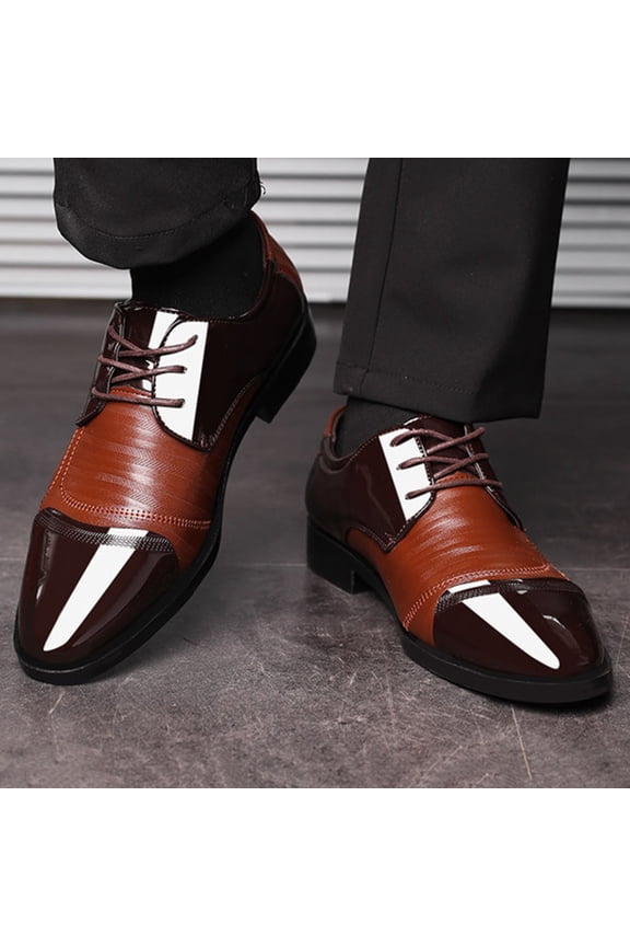 Men's Dress Shoes Business Oxfords Patent Leather Dress Shoes Classic Loafers Formal Pointed Lace Up Business Tuxedo Shoes Gift