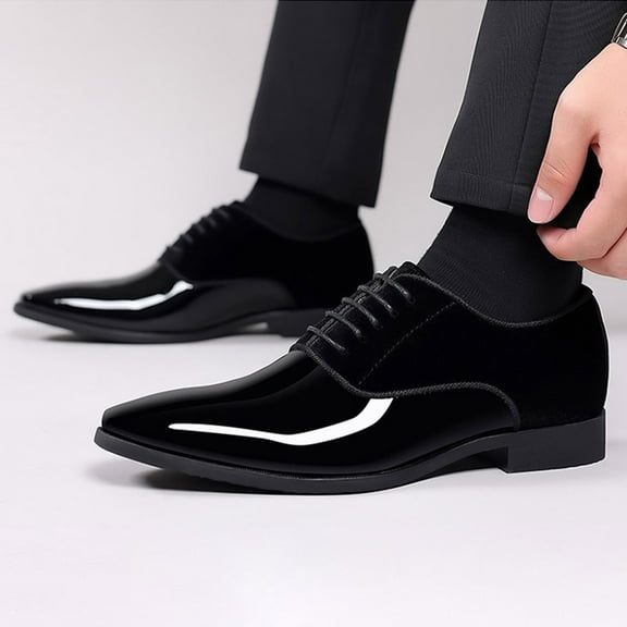 Xucatan Men's Dress Shoes Business Oxfords Patent Leather Dress Shoes Classic Loafers Formal Pointed Lace Up Business Tuxedo Shoes Gift