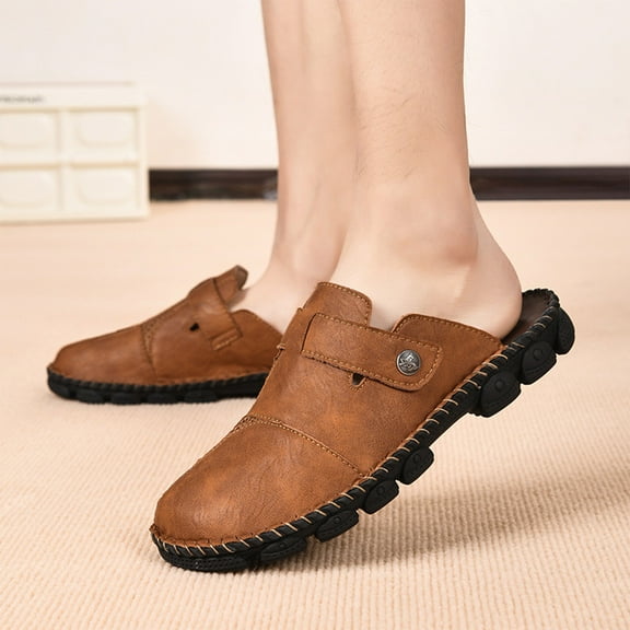 Xucatan Men's Leather Open Back Anti-Fatigue Rocker Bottom Promotes Forward Foot Motion Premium Uppers for Long-Lasting Wear Gift