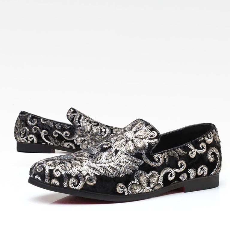 Xucatan Mens Dress Loafers Slip On Shoes Glitter Wedding  display picture 2