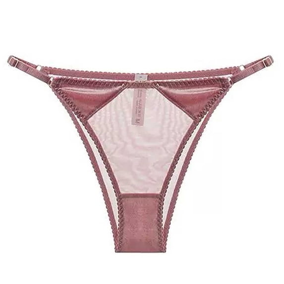 Xucatan Mesh Floral Embroidered Low Waist Panties for Women, Sheer Stretchy Ladies Underwear, Breathable Hip Lifting Elastic Thongs, See Through Feminine Briefs, Casual Daily Pantie Gift