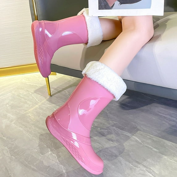 Xucatan Mid-Calf Waterproof Rain Boots, Lightweight Non-Slip Outdoor Garden Boots with Comfort Lining Water shoes Gift