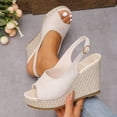 thumbnail image 1 of Xucatan Peep Toe Wedge Sandals for Women, Adjustable Buckle Ankle Strap, Plus Size Boho Summer Walking Footwear Gift, 1 of 9