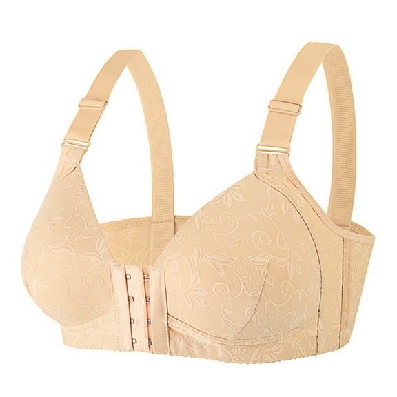 Xucatan Plus Size Bras for Older Women Seniors Front Closure Wireless Bras Comfy Breathable Full Coverage Push Up Bra Gift