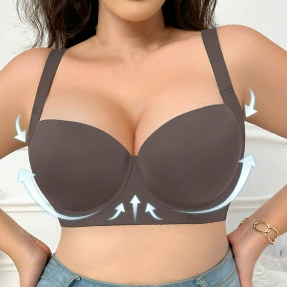 Xucatan Plus Size Bras for Women Push Up Full Coverage Back Fat Smoothing Bra Underwire Deep Cup Sports Bra High Support Gift