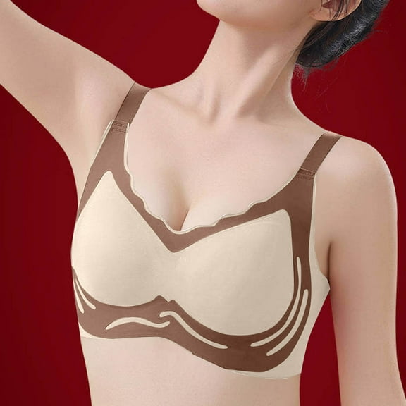 Xucatan Powerful Push up Seamless Bra for Women Wireless Powerful Anti-Sagging Super Gather Wireless Underwear Bra Full Coverage Seamless Bra No Underwire Everyday Gift