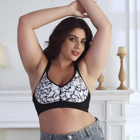 Xucatan Seamless Bras for Older Women No Underwire Plus Size Push up Breathable Front Closure Daisy Bras Full Support Everyday Bra Gift