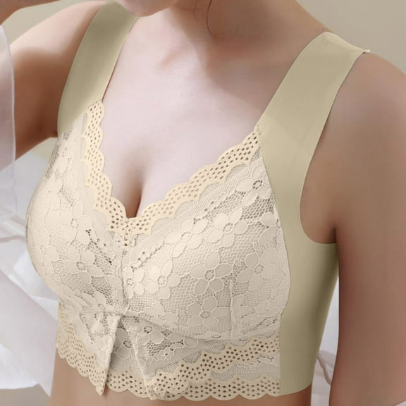 Xucatan Seamless Lace Mesh Supportive Push-Up Bralettes Back Smoothing Christmas gifts Bra Comfortable Wirefree Plus Size Everyday Bras fo r Women Comfortable Full-Coverage