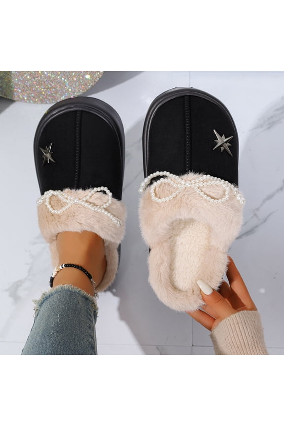 Slippers for Women Memory Foam Cushion Womens House Slippers Suede Fluffy Faux Fur Lining Comfy Home Shoes for Indoor Outdoor Bedroom Garden Winter Gift