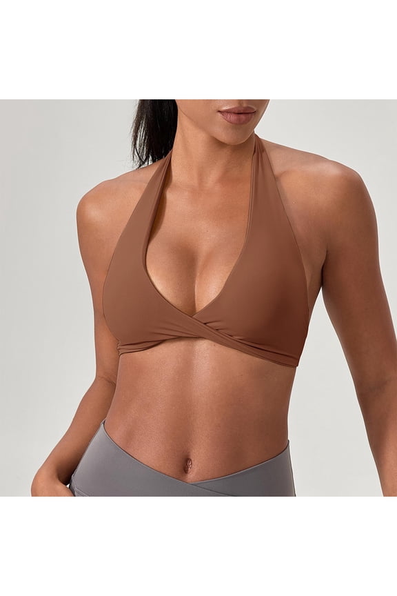 Sports Bras for Women Halter Neck Seamless Bra Open Back Workout Bras Yoga Gym Running V-Neck Backless Tank Top Gift