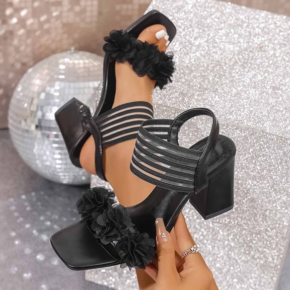 Xucatan Strappy Heels for Women Kitten Heel Sandals Open Square Toe Stiletto High Heels with Ankle Strap Comfort Dress Party Shoes Gift