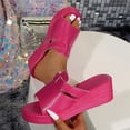 thumbnail image 1 of Xucatan Summer Wedge Slippers for Women, Shiny Metallic Slide Sandals, Cushioned Footbed for All Day Comfort Gift, 1 of 9