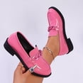thumbnail image 1 of Xucatan Trendy Women's Chain Embellished Loafers with Glossy Patent Finish, Low Block Heel Slip-On Shoes with Padded Insole, Wide Fit Comfortable Walking Shoes for Spring Fall Outfits Gift, 1 of 9