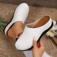 thumbnail image 1 of Xucatan Trendy Women's Contrast Stitch Mule Flats with Closed Toe, Slip-On Half Slippers with Padded Footbed, Non-Slip Thick Sole Comfortable Walking Shoes for Daily Spring Summer Outfits Gift, 1 of 9