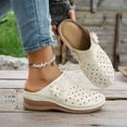 thumbnail image 1 of Xucatan Trendy Women's Rhinestone Studded Wedge Sandals, Breathable Open Toe Slip-On Mules with Padded Insole, Textured Outsole Comfortable Walking Shoes for Spring Summer Daily Outfits Gift, 1 of 7