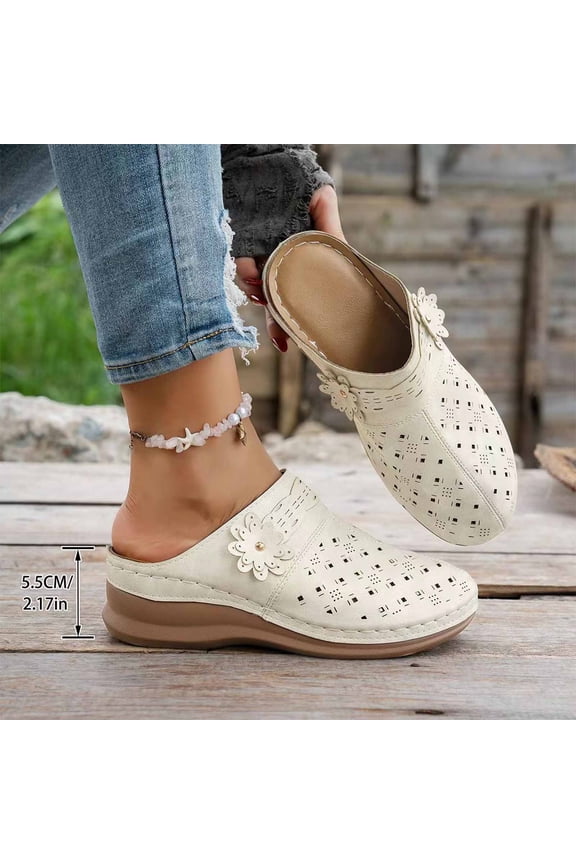 Trendy Women's Rhinestone Studded Wedge Sandals, Breathable Open Toe Slip-On Mules with Padded Insole, Textured Outsole Comfortable Walking Shoes for Spring Summer Daily Outfits Gift
