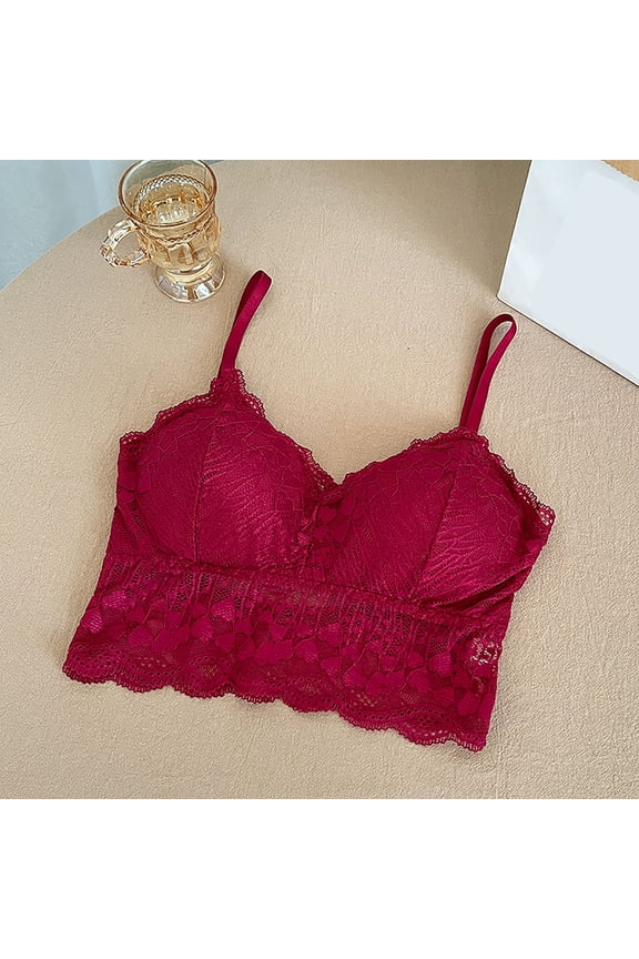 Triangle Bralette for Women, Floral Embroidered Bandeau Tube Top with Built-in Pads, Wirefree Camisole Crop Top for Daily, Lightly Lined Demi Cup Gift