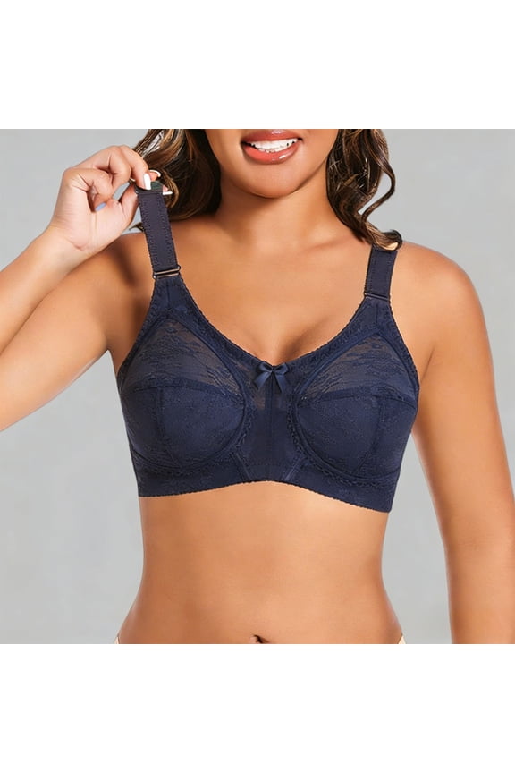 Underwire Bra for Women, Solid Floral Embroidered Thin Fixed Cup Everyday Bra, Back Smoothing Lifting Bras, Demi Cup T Shirt Bra Gift