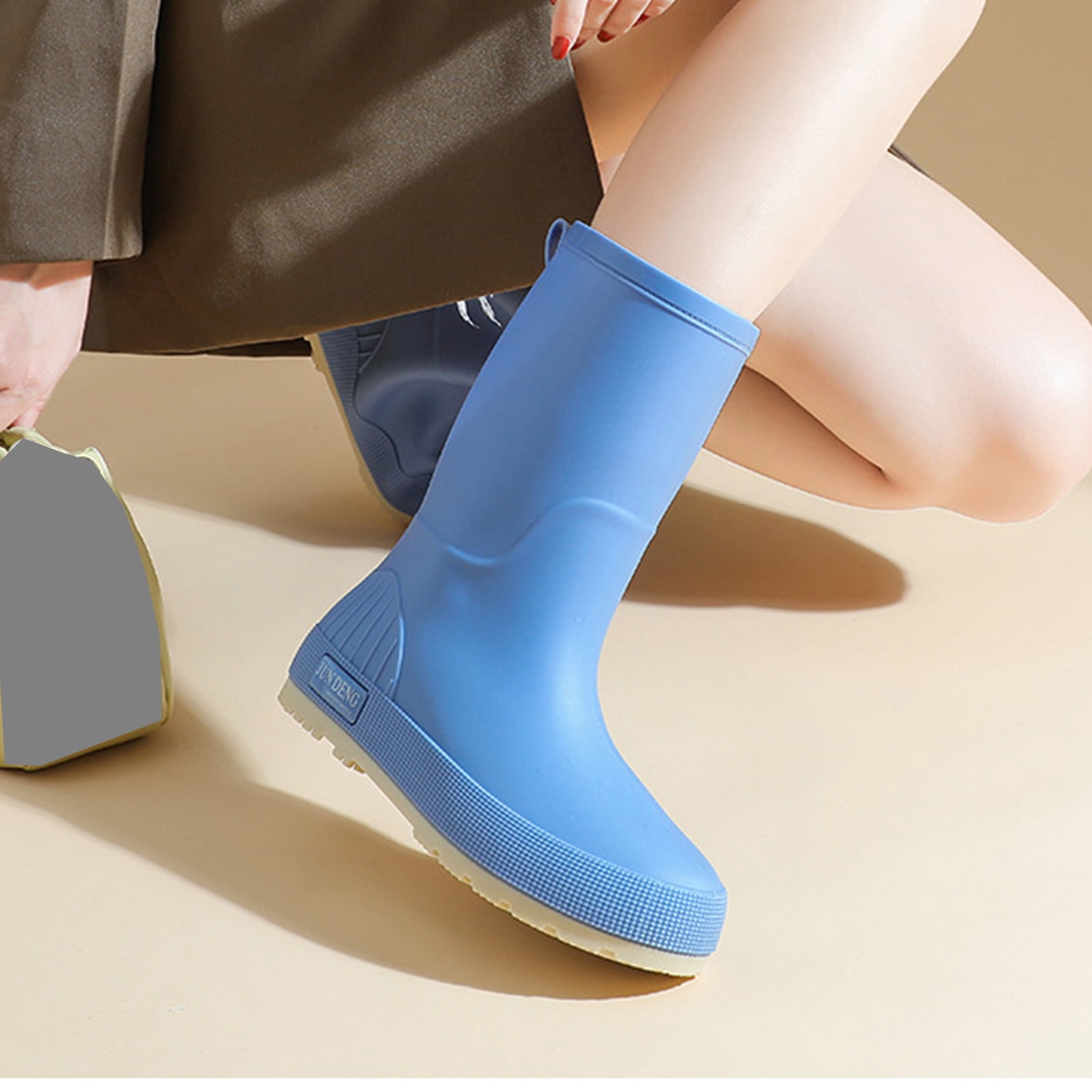 Xucatan Waterproof Mid Calf Women Rain Boots Lightweight Comfortable Wide Calf Garden Shoes Gift