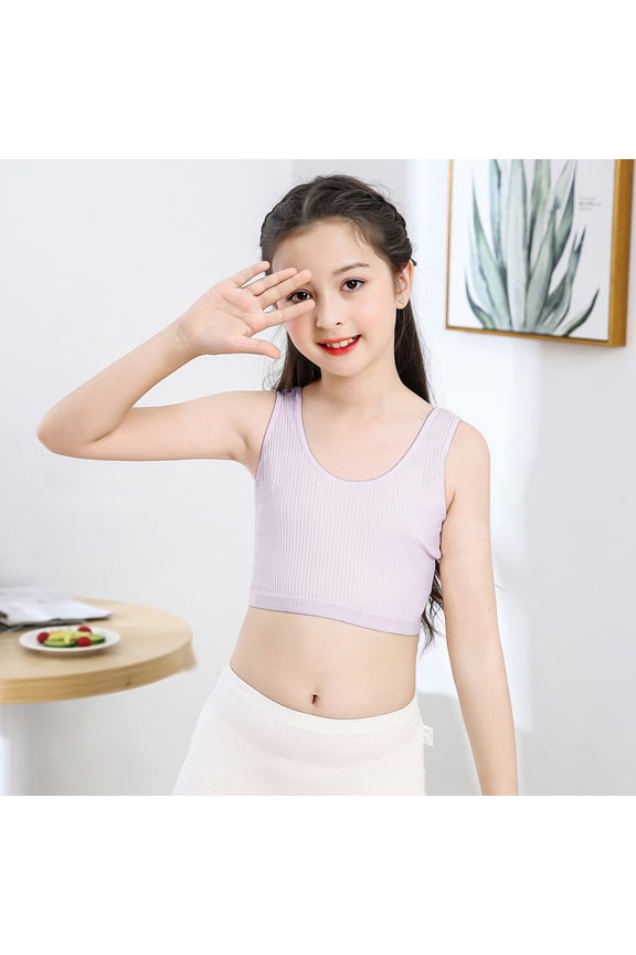 Wireless Bras for Girls, Seamless Cotton Training Bra with Wide Straps, Breathable Racerback Sports Top for Daily, Lightly Lined Gift