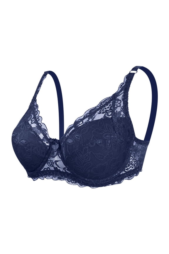 Wireless Push Up Bras for Women, Floral Embroidered Full Coverage Underwire Bra, Lightly Lined Demi Tshirt Bra, Breathable Elastic Support for Large Bust Gift