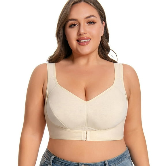 Xucatan Wireless Sport Bras for Women Front Closure Full Coverage Post Surgery Compression Back Smoothing Comfort Adjustable Gift