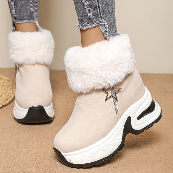 Xucatan Women Versatile Cool Eye Catching Edge Thick Soled Snow Boots Fall Winter Style Comfortable Height Enhancing Short Boots Gift