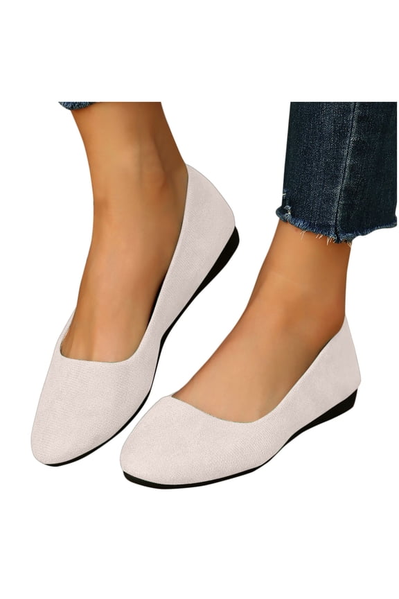 Women's Ballet Flats Business Office Work Dress Shoes Mid Wedge Heel Pump Shoes Low Wedge Round Toe Slip-Ons Comfortable Dressy Casual Flats Shoes Gift