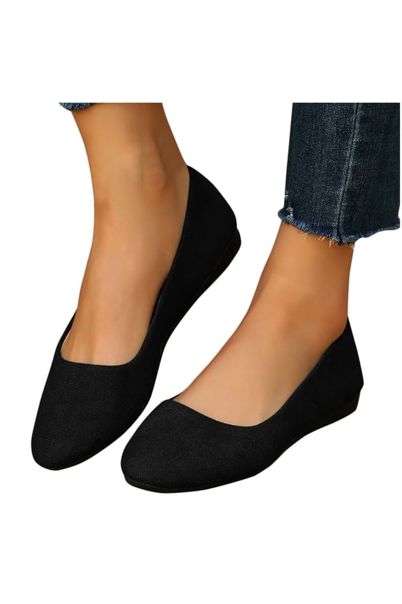 Women's Ballet Flats Business Office Work Dress Shoes Mid Wedge Heel Pump Shoes Low Wedge Round Toe Slip-Ons Comfortable Dressy Casual Flats Shoes Gift