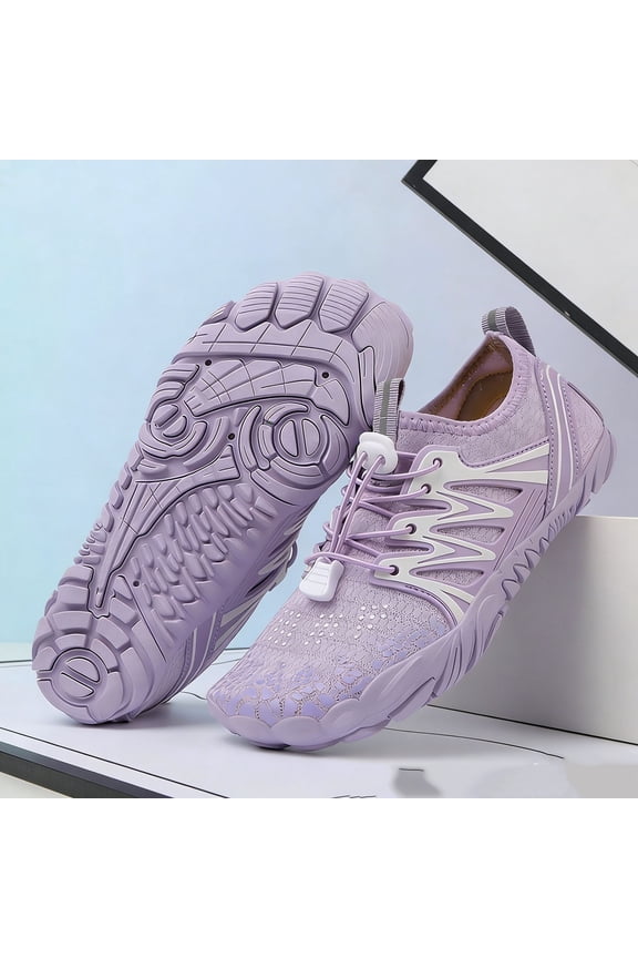 Women's Barefoot Five-Toe Water Shoes with Quick-Dry Breathable Mesh, Biomimetic Thin Sole for Natural Flexibility, Adjustable Drawstring Closure Secure Fit, Lightweight Aqua Socks Gift