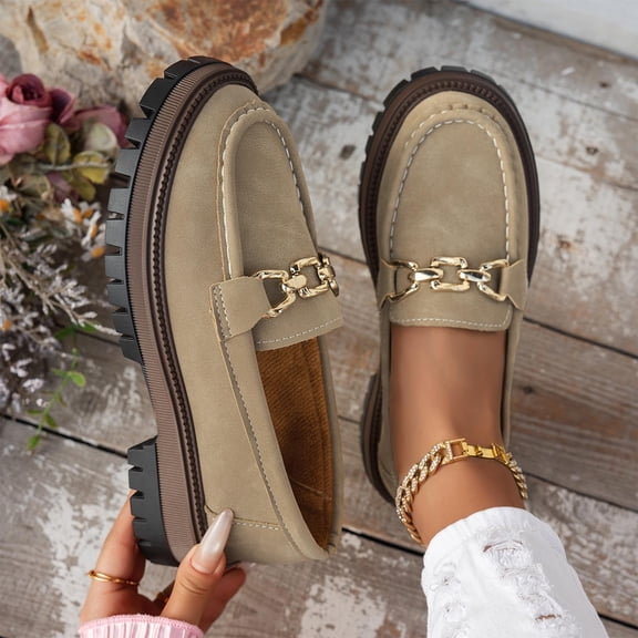 Xucatan Women's Black Platform Loafers with Lug Sole Chunky Heels Penny Loafer Comfortable Slip On Office Business Casual Dress Shoes Gift