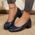 thumbnail image 1 of Xucatan Women's Block Heel Pumps, Pointed Toe Faux Leather Shoes with Buckle Strap, Low Heel Slip On Office Footwear, Versatile Professional Casual Style Gift, 1 of 9