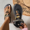 thumbnail image 1 of Xucatan Women's Bohemian Sandals, Beaded Flat Thong Beach Shoes, Open Toe Roman Style Footwear, Versatile Summer Casual Festival Style Gift, 1 of 7
