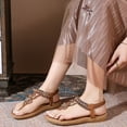 thumbnail image 1 of Xucatan Women's Bohemian Sandals, Embroidered Floral Thong Flats with Elastic Back Strap, Open Toe Beaded Casual Shoes, Versatile Summer Beach Footwear Gift, 1 of 9