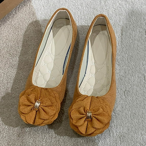 Xucatan Women's Bow Floral Design Slip-On Loafers, Floral Print Ballet Shoes for Women, Comfortable Round Toe Casual Work Shoes Gift