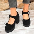 thumbnail image 1 of Xucatan Women's Bow T Strap Block Heels, Suede Mary Jane Pumps with Round Toe, Chunky Heel Casual Dress Shoes, Versatile Plus Size Design for Spring Summer Daily Gift, 1 of 9